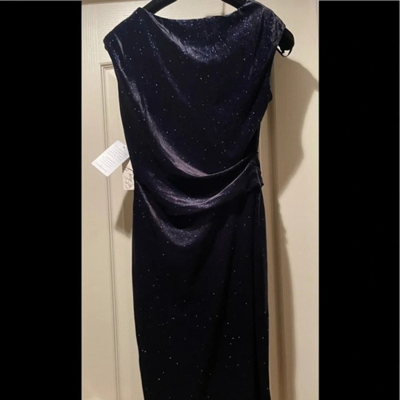 Eliza J Blue Velvet Shimmer Sheath Dress, Size 6 - Picture 7 of 16